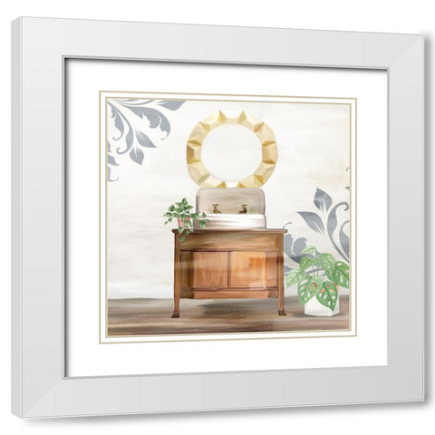 Bath 2 White Modern Wood Framed Art Print with Double Matting by Allen, Kimberly