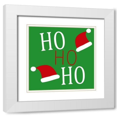 HO HO HO Hats White Modern Wood Framed Art Print with Double Matting by Allen, Kimberly