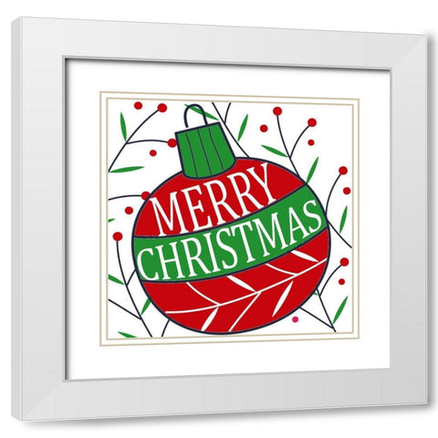Merry Christmas Ornament White Modern Wood Framed Art Print with Double Matting by Allen, Kimberly