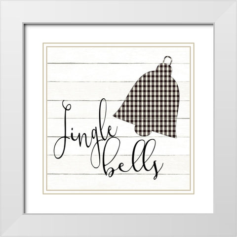 Jingle Bells Plaid White Modern Wood Framed Art Print with Double Matting by Allen, Kimberly