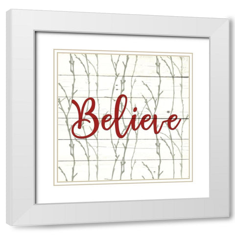 Christmas Branches 1 White Modern Wood Framed Art Print with Double Matting by Allen, Kimberly