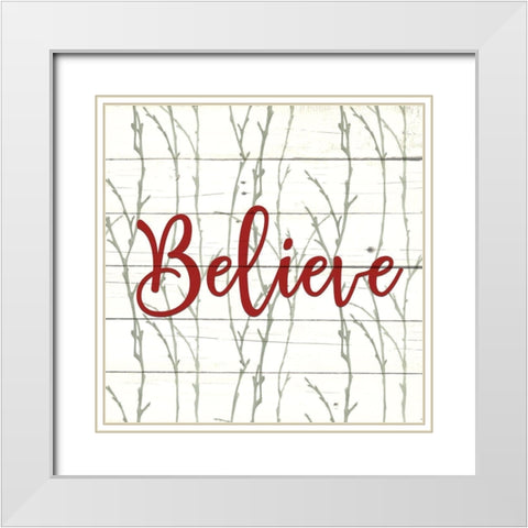 Christmas Branches 1 White Modern Wood Framed Art Print with Double Matting by Allen, Kimberly