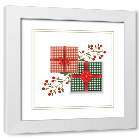 Christmas Presents 2 White Modern Wood Framed Art Print with Double Matting by Allen, Kimberly