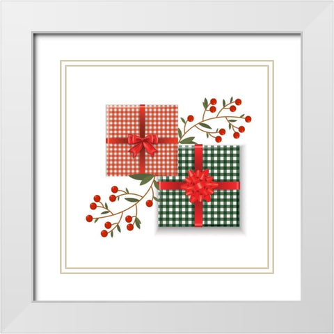 Christmas Presents 2 White Modern Wood Framed Art Print with Double Matting by Allen, Kimberly