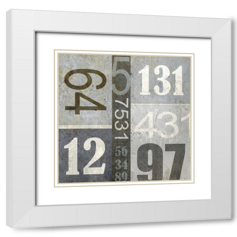 Numbers White Modern Wood Framed Art Print with Double Matting by Allen, Kimberly