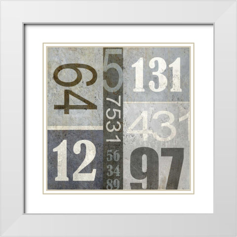 Numbers White Modern Wood Framed Art Print with Double Matting by Allen, Kimberly