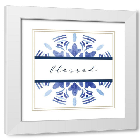 Blessed Medallion White Modern Wood Framed Art Print with Double Matting by Allen, Kimberly