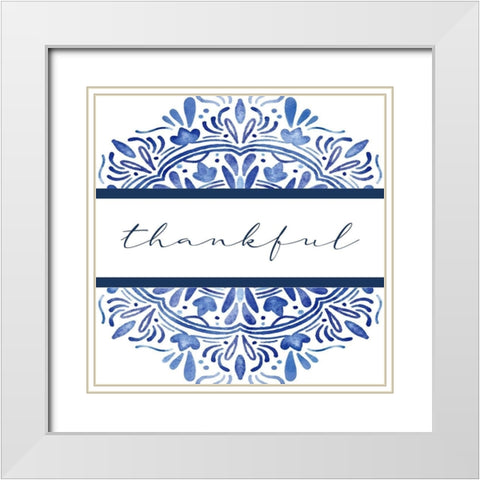 Thankful Medallion White Modern Wood Framed Art Print with Double Matting by Allen, Kimberly