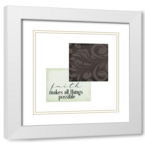 Faith Patchwork 1 White Modern Wood Framed Art Print with Double Matting by Allen, Kimberly