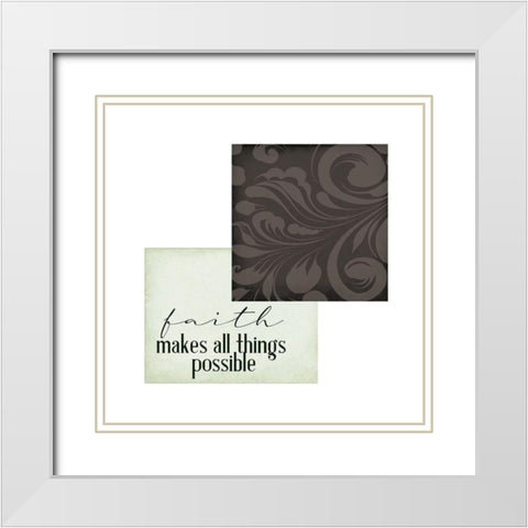 Faith Patchwork 1 White Modern Wood Framed Art Print with Double Matting by Allen, Kimberly