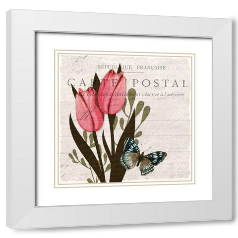 Tulip Postcard 1 White Modern Wood Framed Art Print with Double Matting by Allen, Kimberly