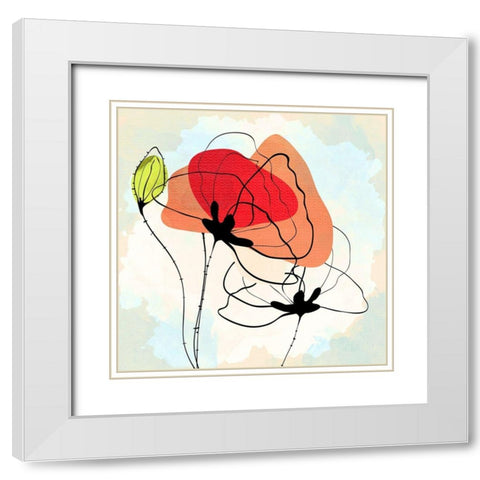 Poppy Square 3 White Modern Wood Framed Art Print with Double Matting by Allen, Kimberly