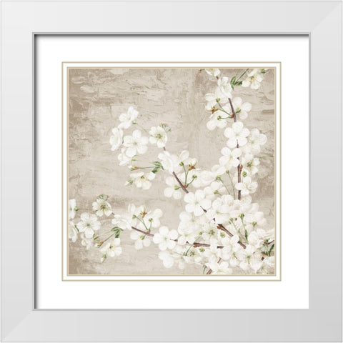 Blossoms White Modern Wood Framed Art Print with Double Matting by Allen, Kimberly