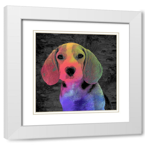 Beagle White Modern Wood Framed Art Print with Double Matting by Allen, Kimberly