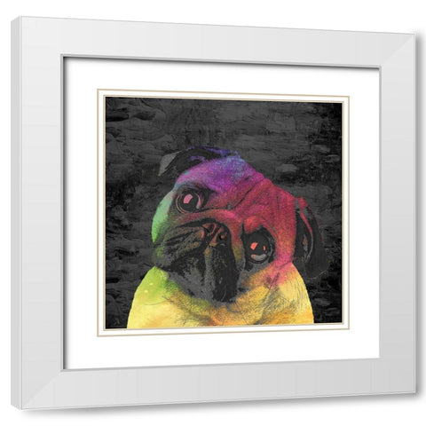 Pug White Modern Wood Framed Art Print with Double Matting by Allen, Kimberly