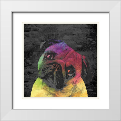 Pug White Modern Wood Framed Art Print with Double Matting by Allen, Kimberly