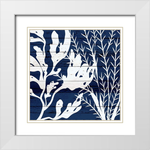 Cobalt Wood 1 White Modern Wood Framed Art Print with Double Matting by Allen, Kimberly