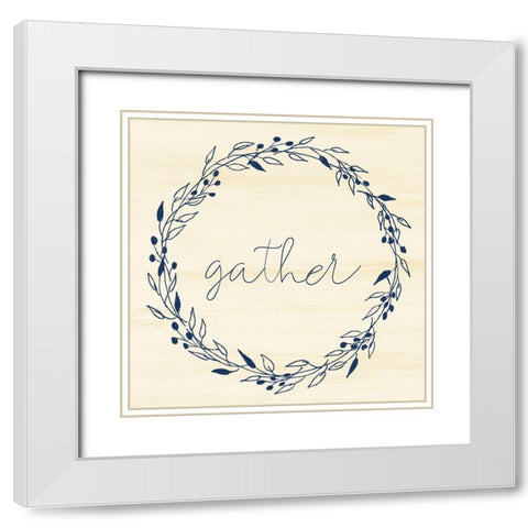 Gather Square Wreath White Modern Wood Framed Art Print with Double Matting by Allen, Kimberly
