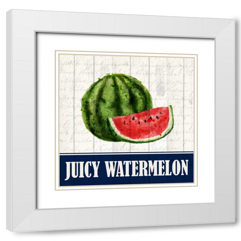Juicy Watermelon White Modern Wood Framed Art Print with Double Matting by Allen, Kimberly
