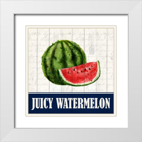 Juicy Watermelon White Modern Wood Framed Art Print with Double Matting by Allen, Kimberly