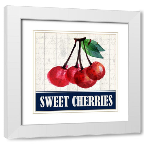 Sweet Cherries White Modern Wood Framed Art Print with Double Matting by Allen, Kimberly