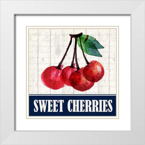 Sweet Cherries White Modern Wood Framed Art Print with Double Matting by Allen, Kimberly