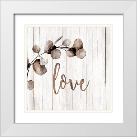 Love Branch White Modern Wood Framed Art Print with Double Matting by Allen, Kimberly