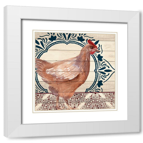 Poultry 1 White Modern Wood Framed Art Print with Double Matting by Allen, Kimberly