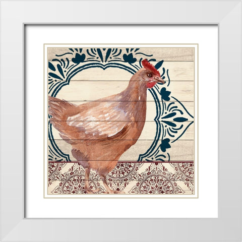 Poultry 1 White Modern Wood Framed Art Print with Double Matting by Allen, Kimberly