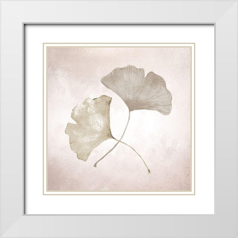 Ginkgo 1 White Modern Wood Framed Art Print with Double Matting by Allen, Kimberly
