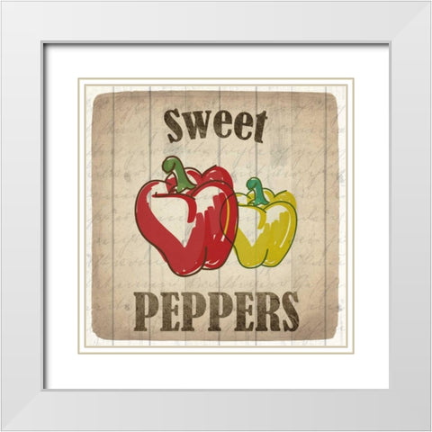 Sweet Peppers White Modern Wood Framed Art Print with Double Matting by Allen, Kimberly