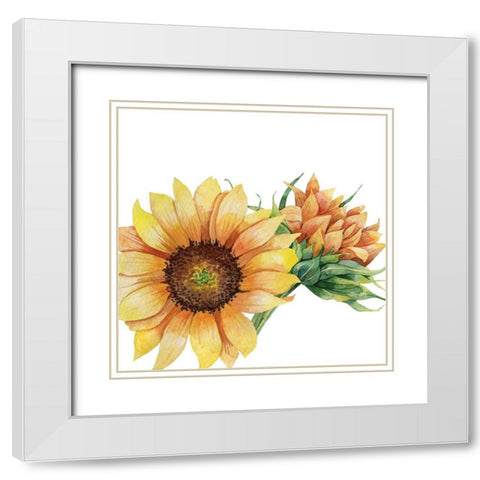 Sunflower Postcard 1 v2 White Modern Wood Framed Art Print with Double Matting by Allen, Kimberly