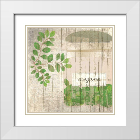 Oregano White Modern Wood Framed Art Print with Double Matting by Allen, Kimberly
