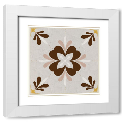 Global Tile 1 White Modern Wood Framed Art Print with Double Matting by Allen, Kimberly