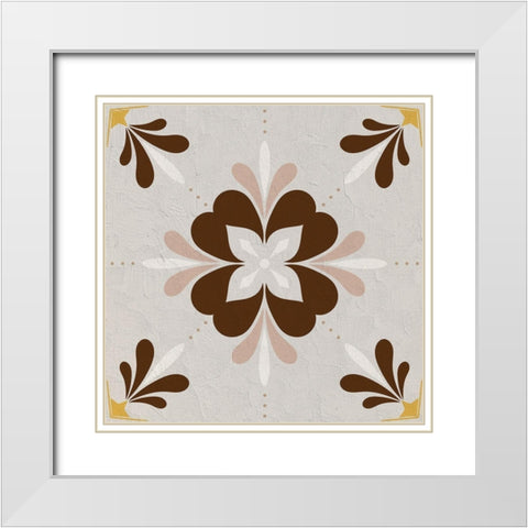 Global Tile 1 White Modern Wood Framed Art Print with Double Matting by Allen, Kimberly