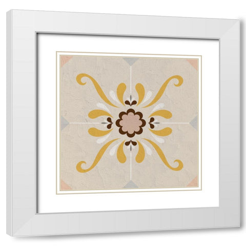 Global Tile 3 White Modern Wood Framed Art Print with Double Matting by Allen, Kimberly