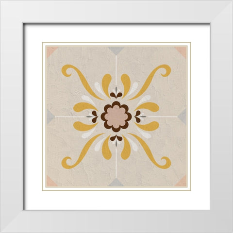 Global Tile 3 White Modern Wood Framed Art Print with Double Matting by Allen, Kimberly