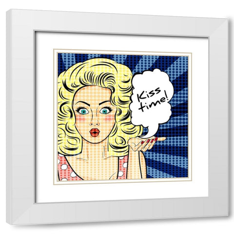 Kiss Time White Modern Wood Framed Art Print with Double Matting by Allen, Kimberly