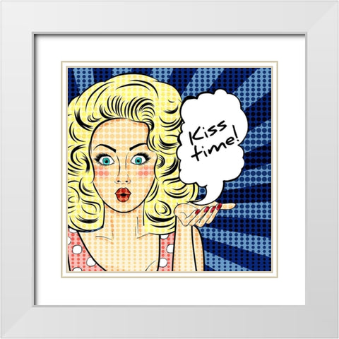 Kiss Time White Modern Wood Framed Art Print with Double Matting by Allen, Kimberly