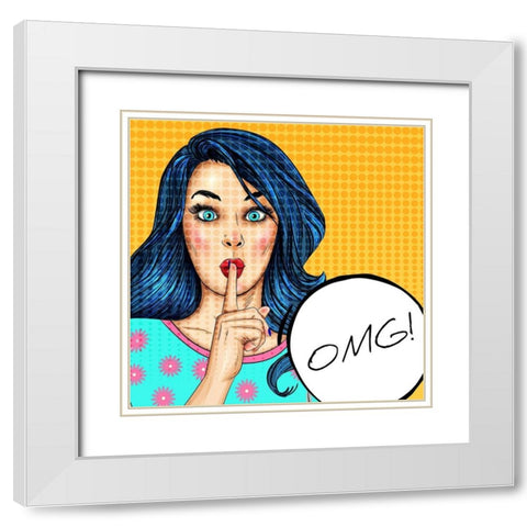 OMG Girl White Modern Wood Framed Art Print with Double Matting by Allen, Kimberly