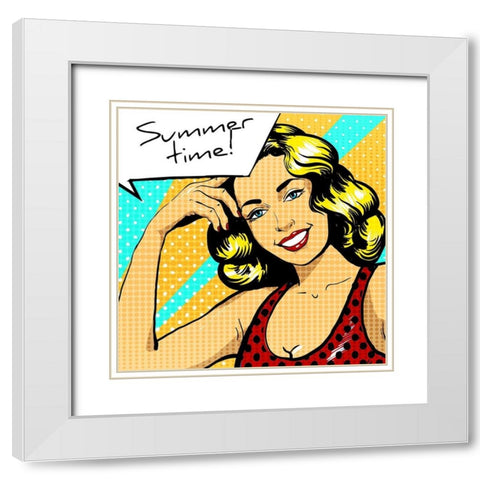 Summertime White Modern Wood Framed Art Print with Double Matting by Allen, Kimberly