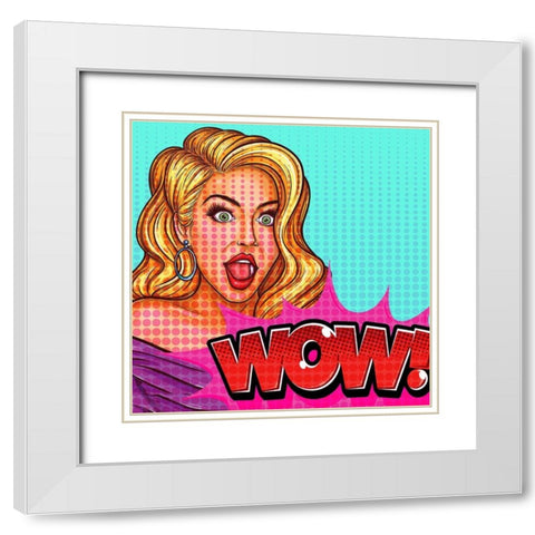 Wow Girl White Modern Wood Framed Art Print with Double Matting by Allen, Kimberly