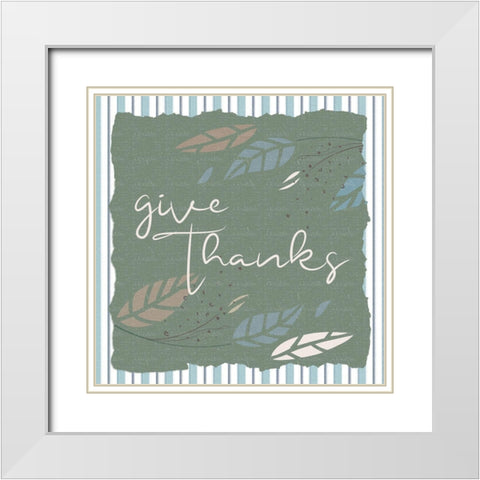 Give Thanks Stripes Square White Modern Wood Framed Art Print with Double Matting by Allen, Kimberly