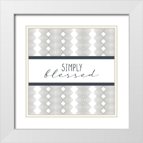 Simply Blessed Pattern White Modern Wood Framed Art Print with Double Matting by Allen, Kimberly