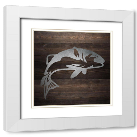 Metal Fish 1 White Modern Wood Framed Art Print with Double Matting by Allen, Kimberly