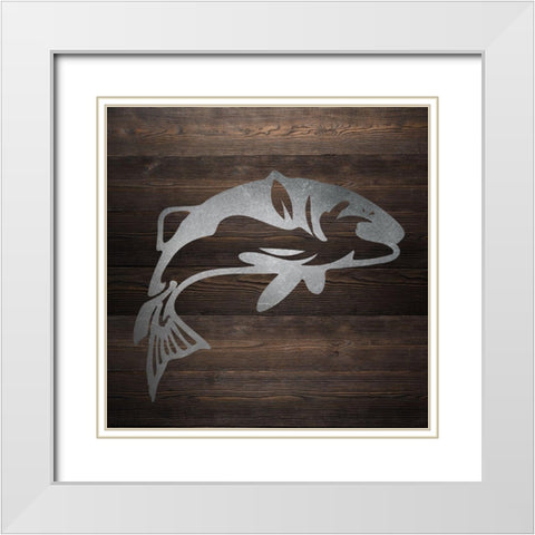 Metal Fish 1 White Modern Wood Framed Art Print with Double Matting by Allen, Kimberly
