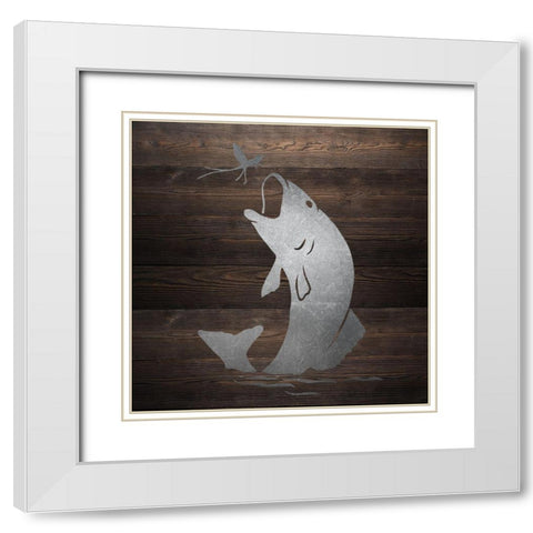 Metal Fish 2 White Modern Wood Framed Art Print with Double Matting by Allen, Kimberly