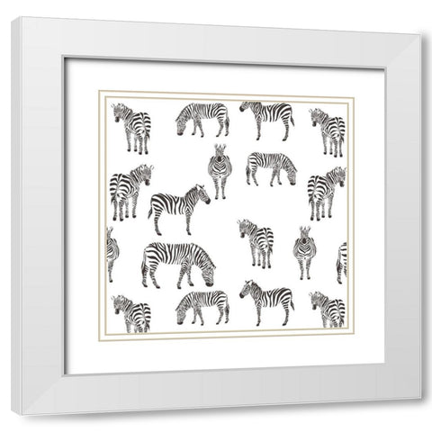 Zebra Zebra V2 White Modern Wood Framed Art Print with Double Matting by Allen, Kimberly