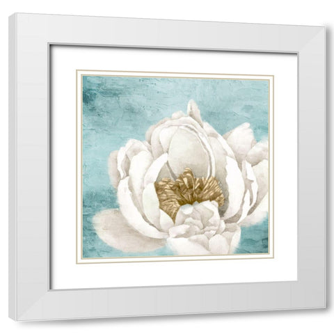 White Peony 1 White Modern Wood Framed Art Print with Double Matting by Allen, Kimberly