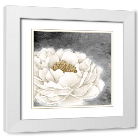 White Peony White Modern Wood Framed Art Print with Double Matting by Allen, Kimberly